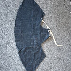 Dark Blue Denim apron dress with White Straps